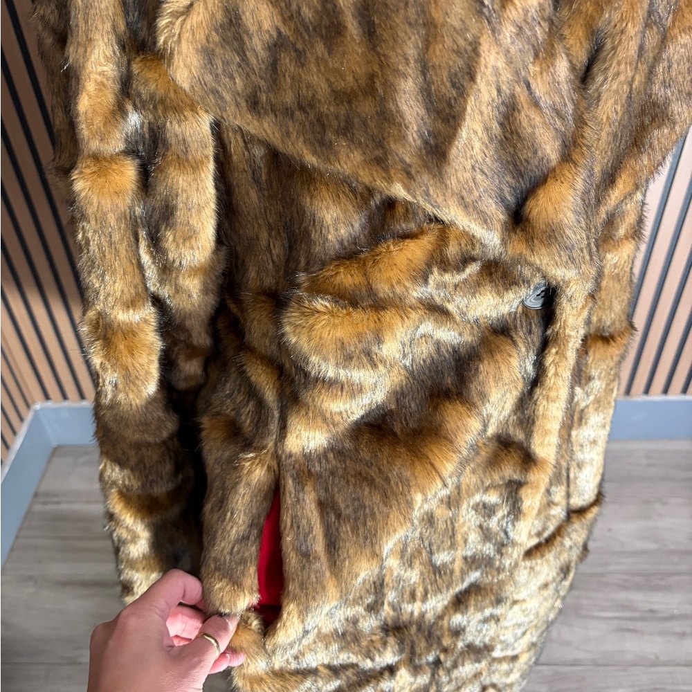 Avec Les Filles Brown Faux Fur Trench Coat - Picture 3 of 7